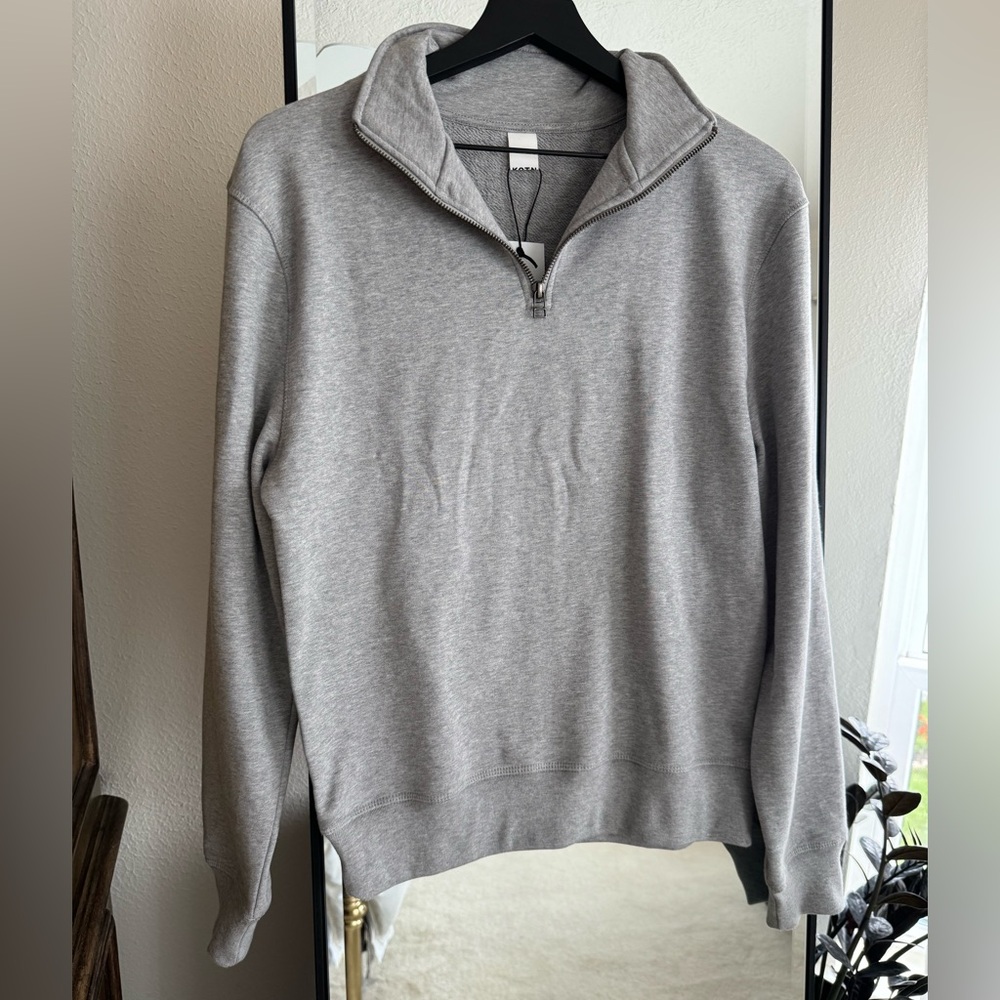 Kotn Quarter Zip Sweatshirt 100 Cotton Heather Grey Unisex XS NWT Loungewear